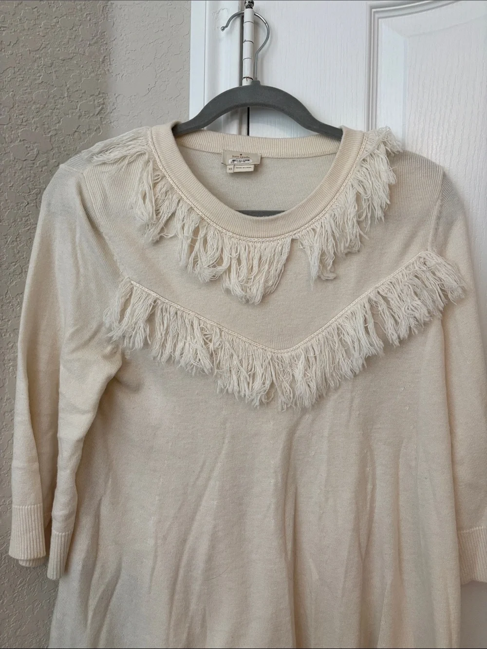 Pre-owned kate spade Cream Fringe Sweater